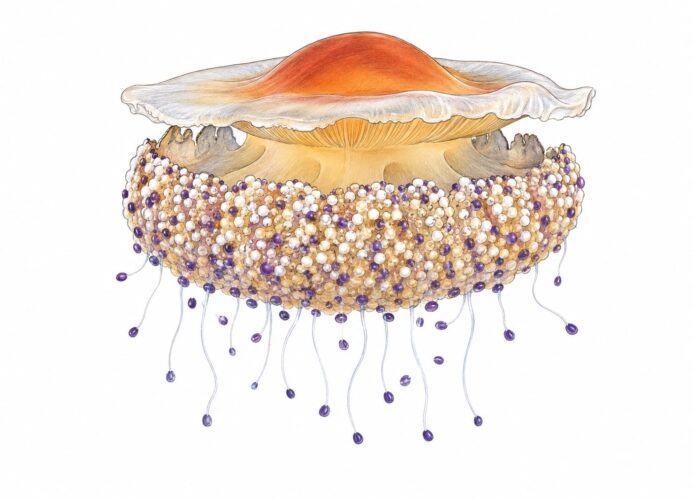 Cassiopea mediterranea o medusa uovo fritto – Cotylorhiza tuberculata