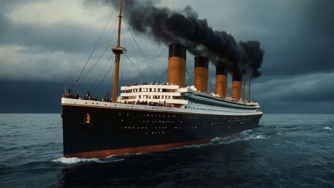default crea una immagine realistica del relitto del titanic 0