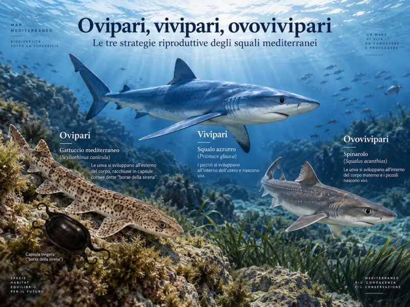Ovipari, vivipari, ovovivipari: le tre strategie riproduttive degli squali mediterranei