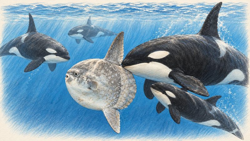 Orche che giocano con un pesce luna e poi lo mangiano: il video e cosa dice la scienza